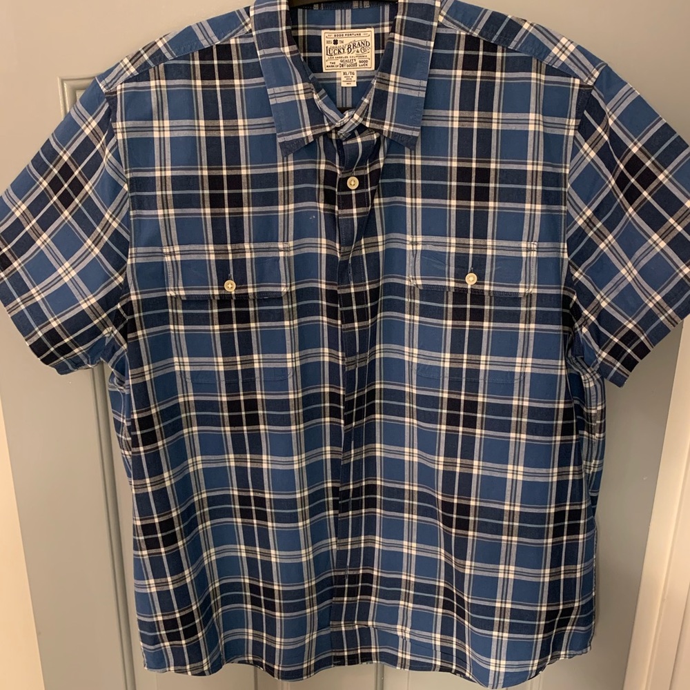 🍀Lucky Brand Blue Plaid Button up Men’s Shirt